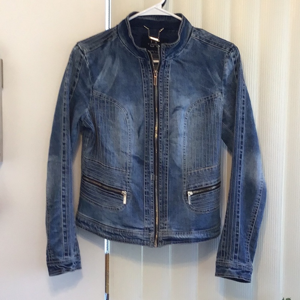 ‘LA Coalition’ Distressed Fitted Jean Jacket